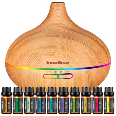 InnoGear 400ml Aromatherapy Diffuser & 10 Oils Set, Ultrasonic, Auto Off