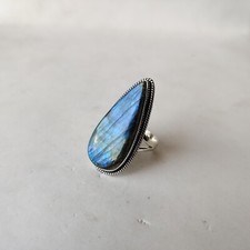 Beautiful Labradorite Gemstone Ring 925 Sterling Silver Gift For Girlfriend