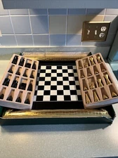 Beautiful Mid Century Inspired Chess Set Wooden Board And Pieces Prototype