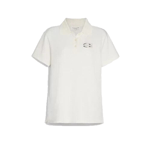 Coach Women's White (Off White) Solid Gradient Pique Polo Shirt