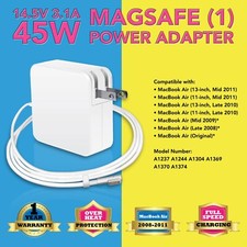 45W AC Power Adapter L-tip Charger for Apple Mac Macbook Air 11" 13" 2008 - 2011
