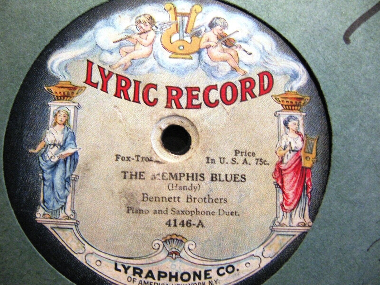 1917 MEMPHIS BLUES LYRIC RECORD 4148 Bennett Brothers/ Brown & Edwards Accordion