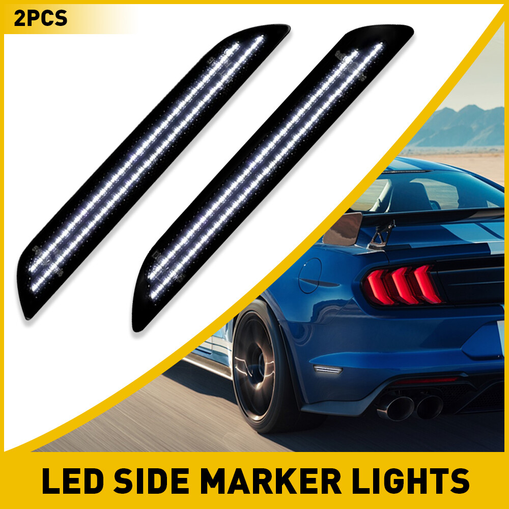 2PCS Smoked LED Side Marker Lights for 2015-2022 Ford Mustang Rear Bumper