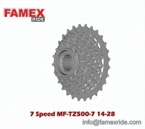 Shimano 7 Speed MF-TZ500-7 Index 14-28 Freewheel Block Screw On - Image 3 of 3