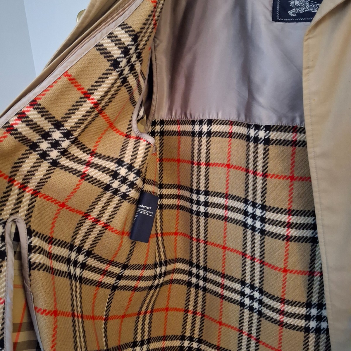 Vintage Burberry Mens Nova Check Trench Coat w/ Removable