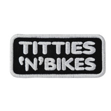 Titties 'N' Bikes Embroidered Patch for Caps Jackets Funny Humorous USA Made