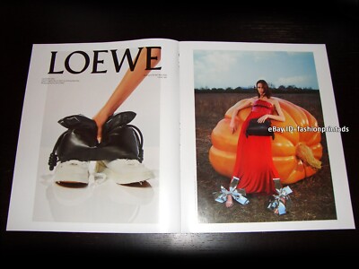 LOEWE 2-Page PRINT AD Fall 2022 JEANNE CADIEU Anthea Hamilton PUMPKIN art