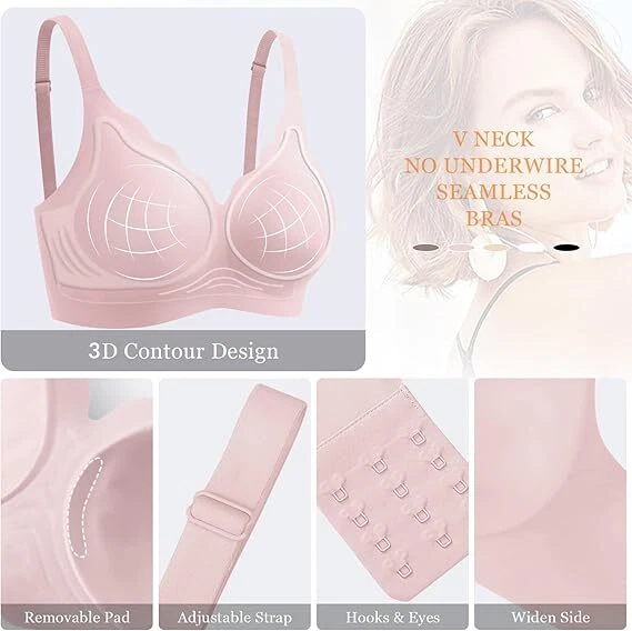 Wireless Bra for Women No Underwire Seamless Bra Padded T Shirt Comfort Bralette - Image 3 of 4