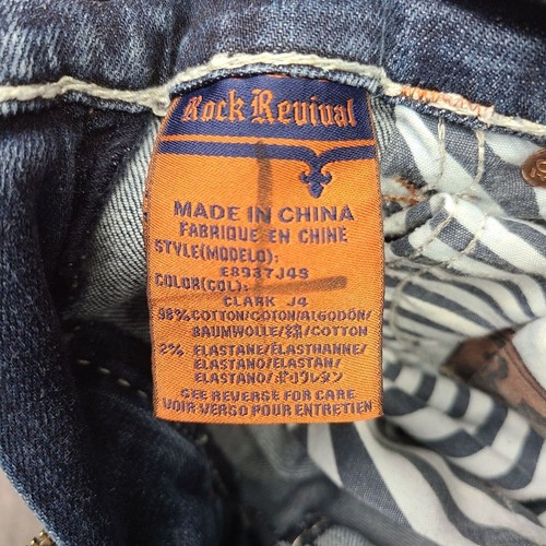 Rock Revival Jeans Men's 31x26 Clark Straight Embroidered Embellished Light Wash - Picture 13 of 13