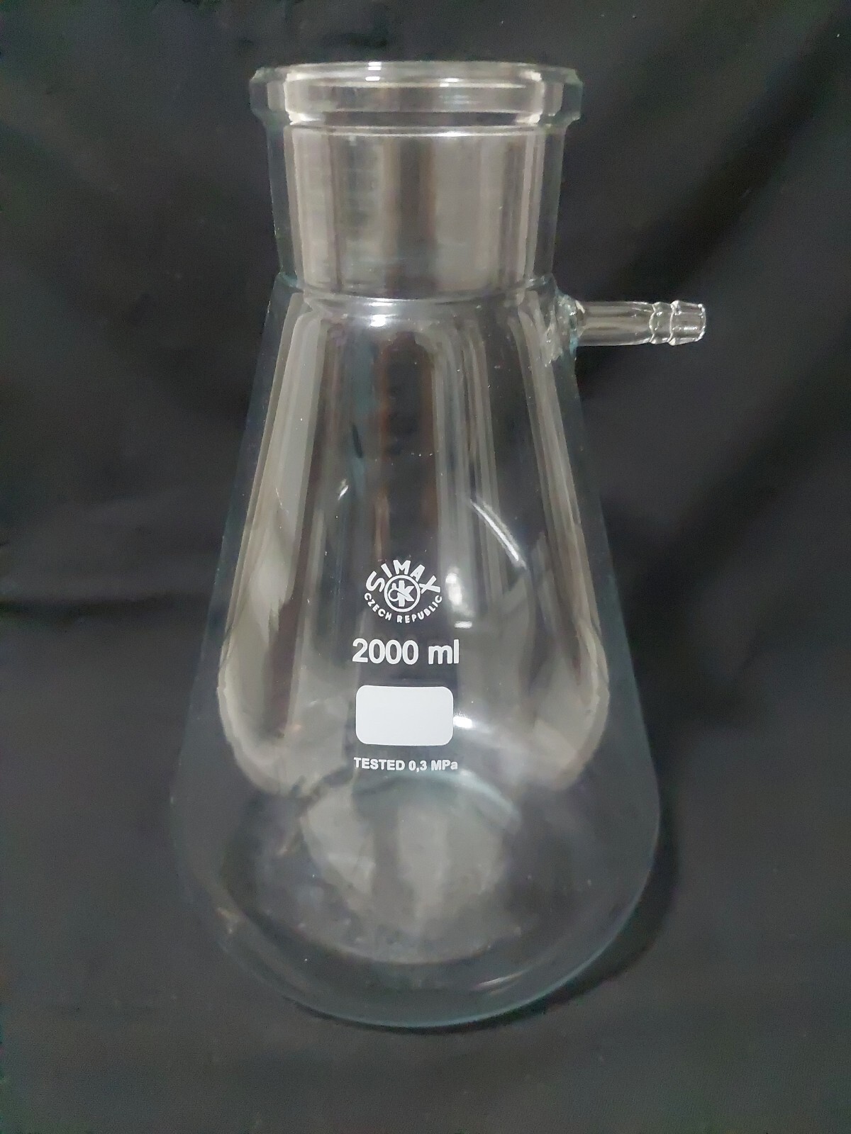 Fiole conique à vide 2000 ml Simax en verre borosilicate 3.3 à paroi épaisse