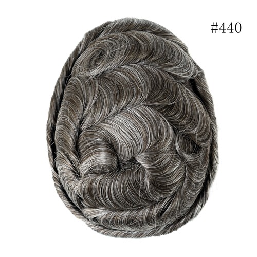 Mens Human Hair Replacement System Unit 0.08 Thin Skin Knotted Toupee Hair Piece - Picture 16 of 16