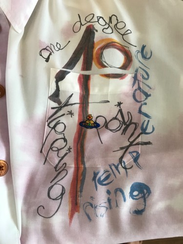 VIVIENNE WESTWOOD Wine Stain Drunken Shirt S Relaxed Long Alcoholic Blouse Top - Picture 3 of 8