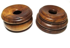 PAIR OF VINTAGE HAND TURNED WOOD POTPOURRI LIDDED BOWLS
