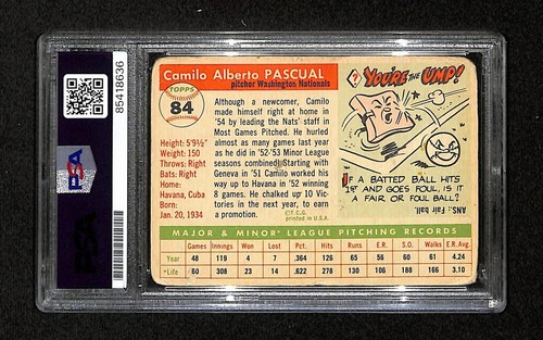 Camilo Pascual Signed 1955 Topps Card #84 Washington Nationals PSA/DNA 195386 - Picture 2 of 2