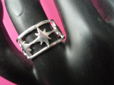 SUPERBE BAGUE "CLIO BLUE" ARGENT 925/3 ANNEAUX/ETOILES/NEUF/T54 - Photo 1/2