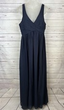 Birdy Grey Sz Small Laurie Chiffon Maxi Bridesmaid Dress Navy Blue