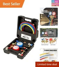 Complete 3-Way Manifold Gauge Set for R134A/R12/R22 with Accessories Included