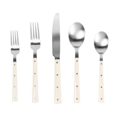 Soline Stainless Steel Flatware Modern Dining Utensils Set of 20 Pieces Cream