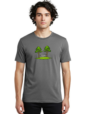 Smiling-Trees-With-Hammock Mens Graphic Tee, 100% Cotton, Casual Summer Wear