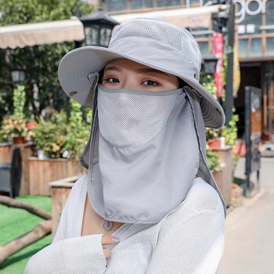 Vented Mesh Full Face Sun Hat Adjustable Neck Flap fits Women All Outdoor Scenes