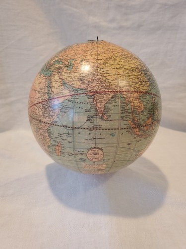 Vintage Weber Costello Co 12" Inch Hanging World Globe C 1921 Made In USA