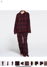 SKIMS Fleece Unisex Sleep Set  Wine Plaid  Size XL