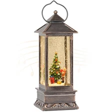 12 Inch Snow Globe Christmas, Glitter Lighted Lantern with Music, USB and Bat...
