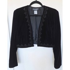 Vintage Velvet Embroidered Cropped Jacket Size 6 Whimsigoth Dark Fairy Ren Faire