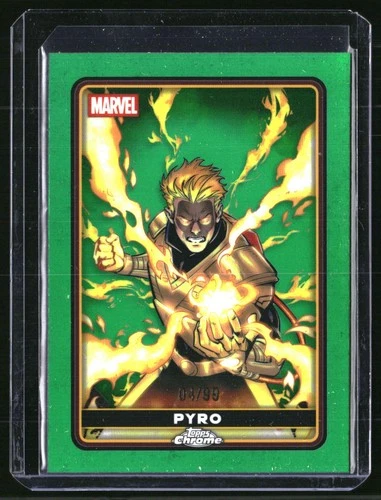 2025 Topps Chrome Deadpool Pyro Comic Accurate Green Refractor 04/99 #11