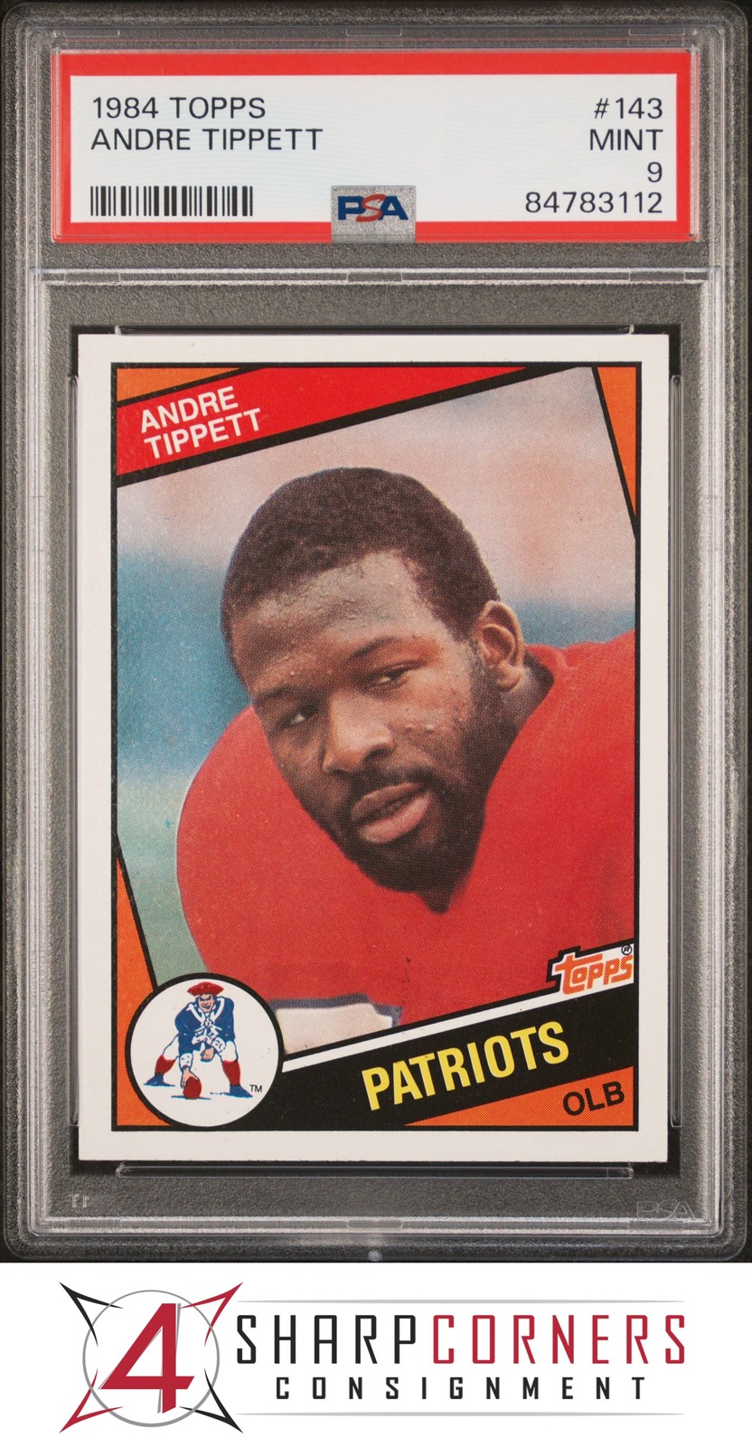 1984 TOPPS #143 ANDRE TIPPETT RC PATRIOTS HOF PSA 9