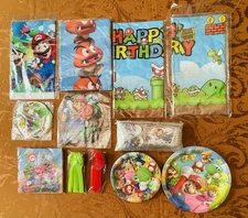(111 Pcs) Super Mario Birthday Party Tableware • Kids Party Favors • Banners