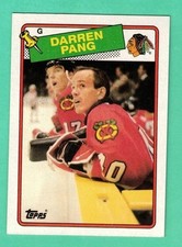 (1) DARREN PANG 1988-89 TOPPS  # 51 BLACK HAWKS GOALIE ROOKIE NM CARD (M2361)