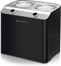 Homtone 2.6QT 2 Flavor Ice Cream Maker Automatic Compressor Machine w/ 2 Bowls