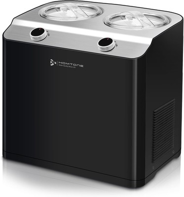 Homtone 2.6QT 2 Flavor Ice Cream Maker Automatic Compressor Machine w/ 2 Bowls