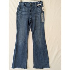 Old Navy Womens High Rise Wow Flare Jeans Medium Wash Size 10 Stretch Boho New