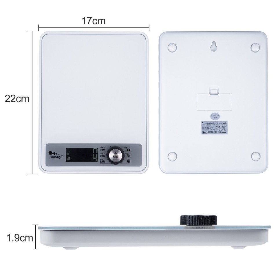 Kitchen Digital Scale Rear View 5000g x 1g Digital Kitchen Scale, Large LCD Backlit Display for cooking ...