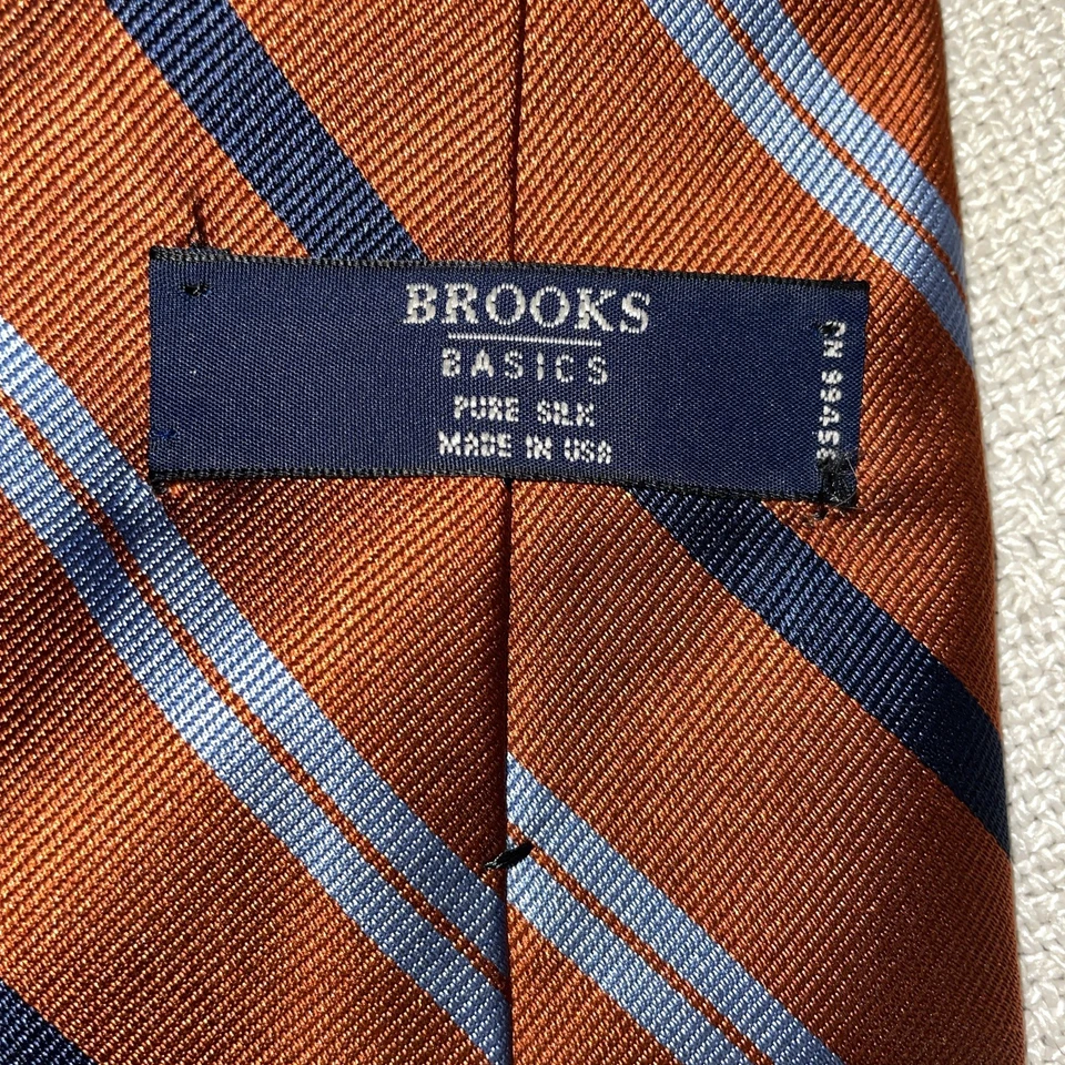 Corbata de vestir Brooks Basics para hombre talla 58” 3,75” bronce rep seda negocios formal Foto 2 de 4