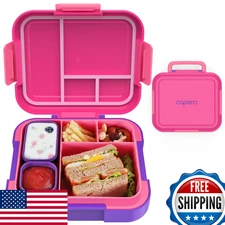 Caperci Kids Bento Lunch Box, 4.8 Cups, 2-Comp. Modular, Leak-Proof Design