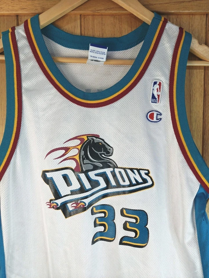 Camiseta deportiva de baloncesto vintage Champion NBA Hill 33 Pistons para niños | ¿Talla grande? Foto 2 de 4