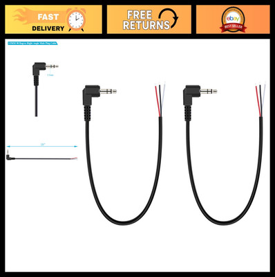 2-Pack 3.5mm Right Angle Male Plug to Bare Wire Adapter for Audio Repair Cable