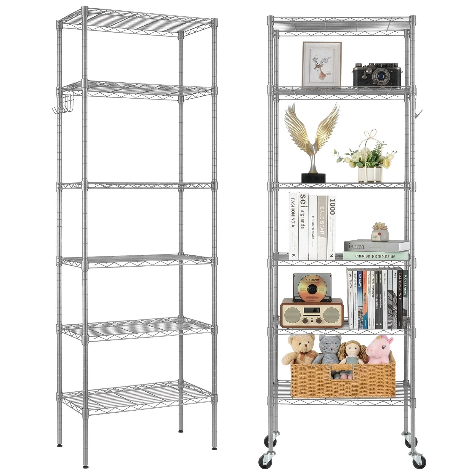 Heavy-Duty Metal Shelving Unit Sturdy Adjustable 6-Tier Storage Shelf for Garage