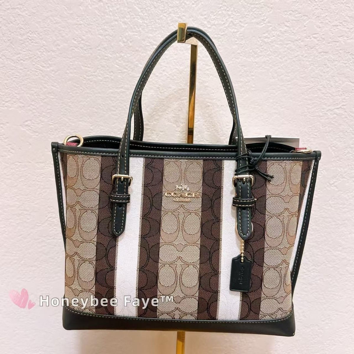 NWT Coach C8416 Mollie Tote 25 In Signature Jacquard With Stripes