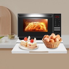 Microwave Stand with Pull-Out Shelf, Countertop Organizer for Compact Microwaves