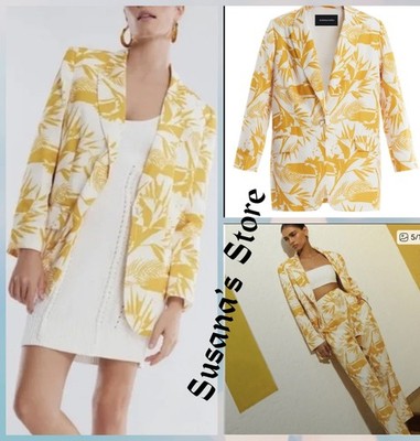 NWT BCBG MAXAZRIA SIZE M TAFFETA PALM PRINT OVERSIZE JACKET-BLAZER