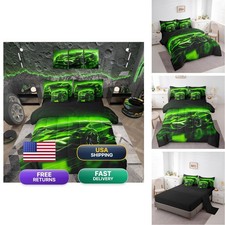 Feelyou Kids Boys Race Car 7 Piece Bedding Set Twin Size Green Sports Car