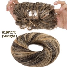 100% Remy Messy ECHTHAAR Dutt Clip In Hair Bun Haargummi Zopf Scrunchie Haarteil