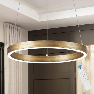 12in LED Ring Chandelier Brass Gold Modern Dimmable Pendant