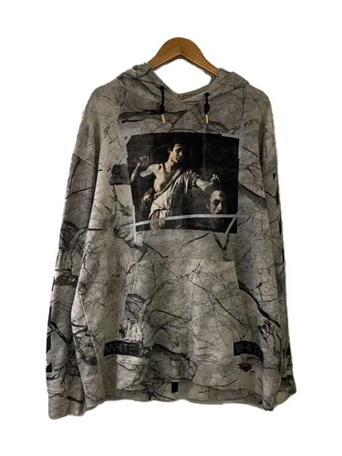 Felpa con cappuccio OFF WHITE S cotone grigio fantasia completa usata