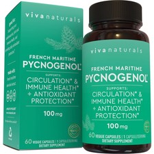 Viva Naturals Pycnogenol 100mg French Maritime Pine Bark Extract Circulation Sup