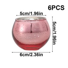 SET OF 6 CIRCLE TEA LIGHT PILLAR CANDLE HOLDERS  Wedding Candles GLASS DESIGN
